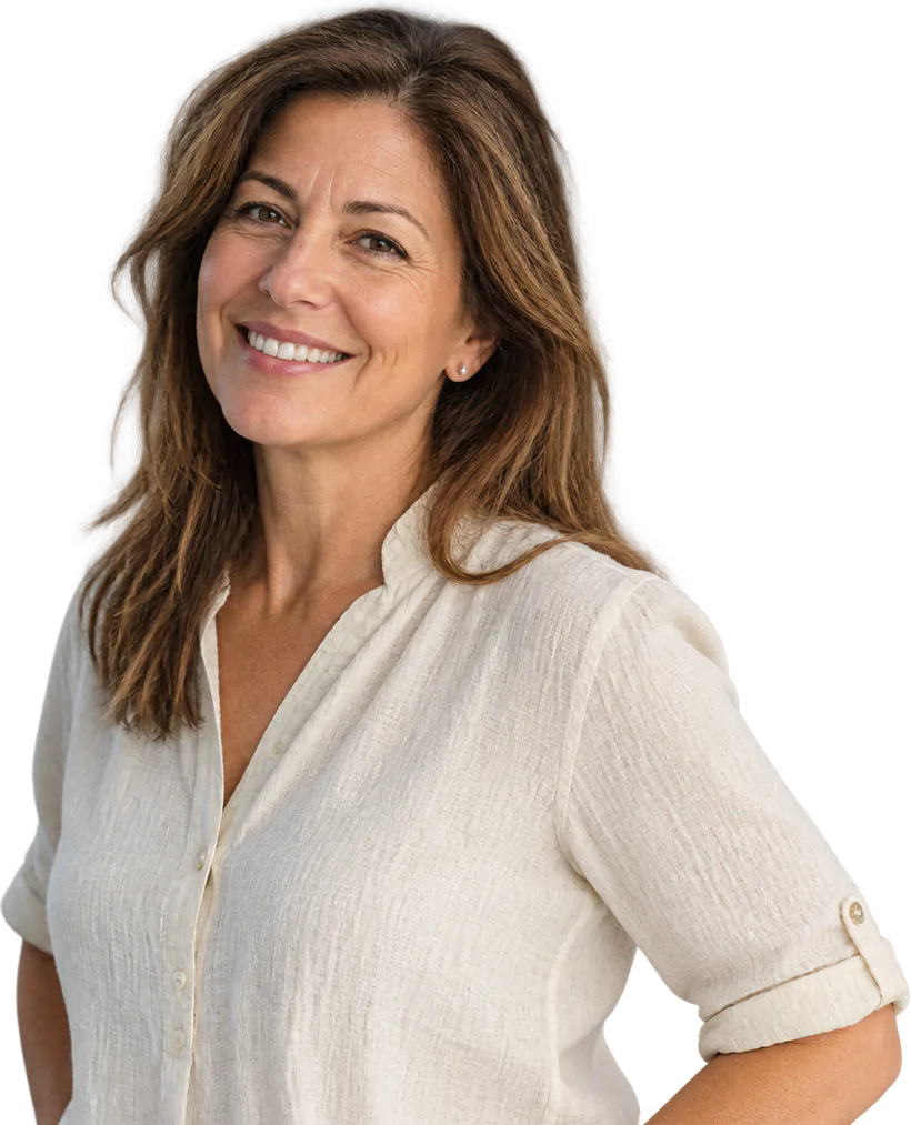 An adult woman smiling